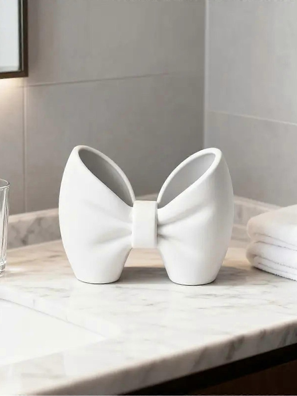 White Ceramic Bow Multi-Use Decor